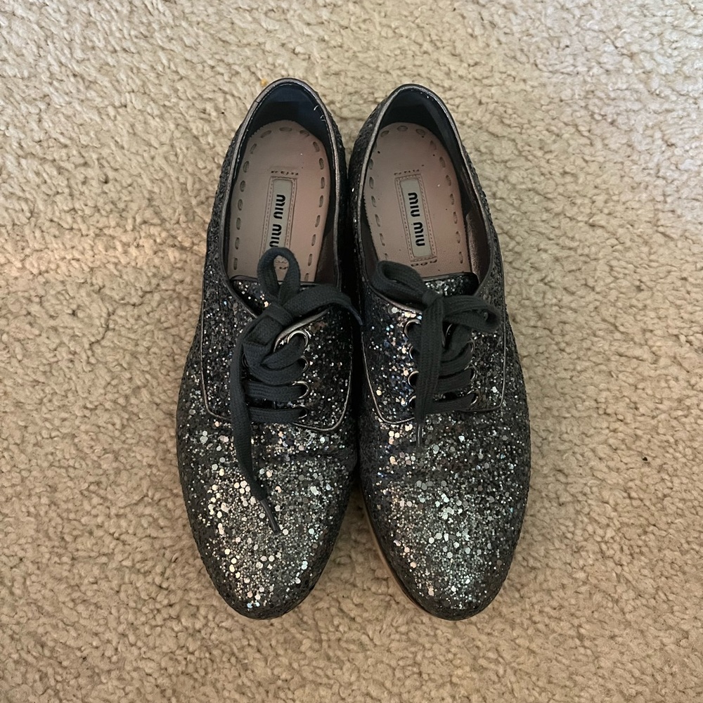 🧡 Miu Miu glitter oxford shoes 36